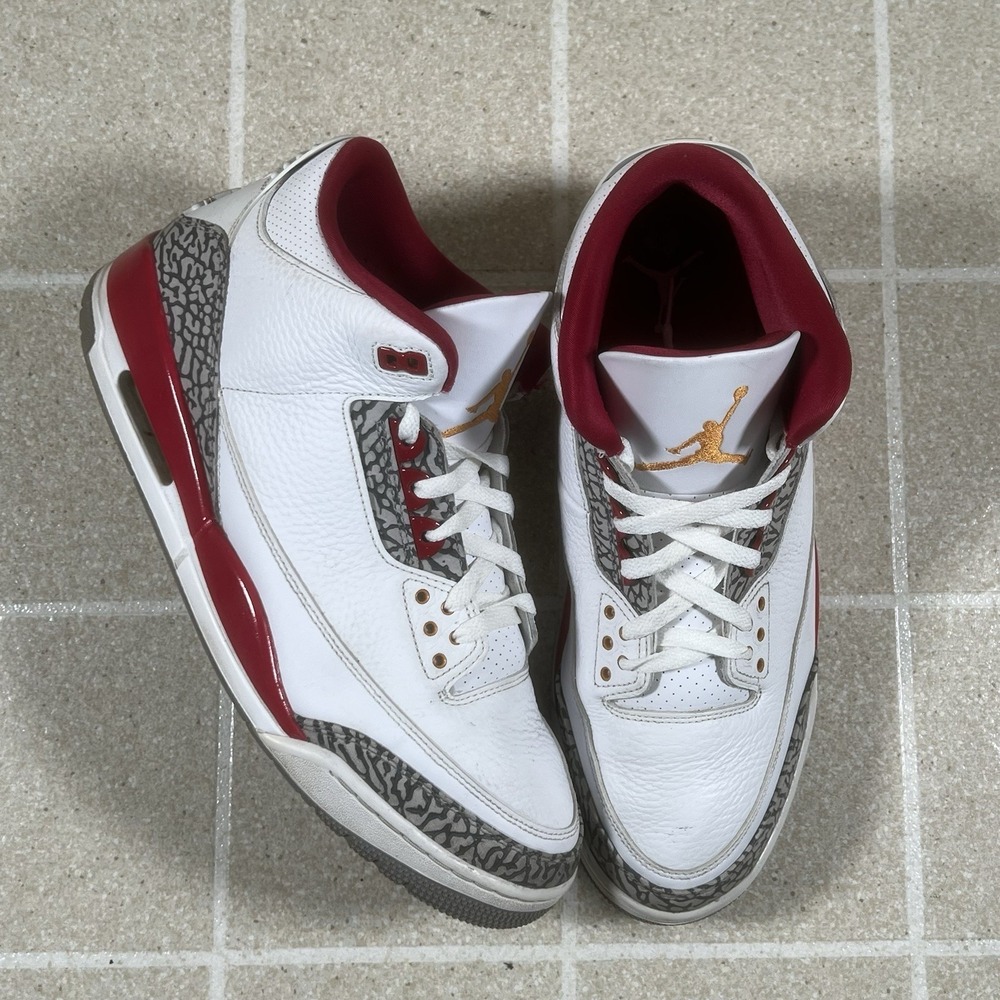 Jordan Air Jordan 3 Retro Cardinal Red CT8532-126 Mid Top White Red Size 13